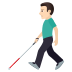 👨🏻‍🦯 man with white cane: light skin tone display on JoyPixels